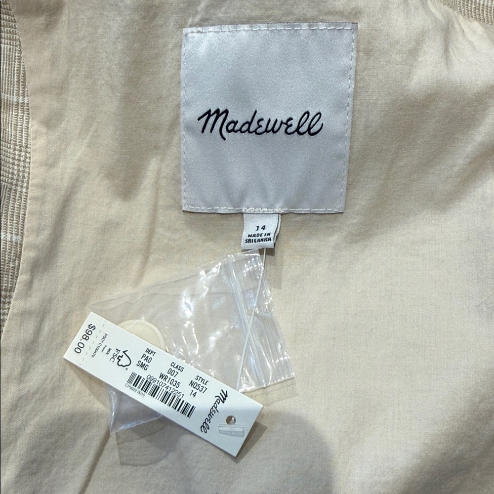 Madewell Beige windowpane Blazer, Vesg & Pants Suit - Picture 9 of 10